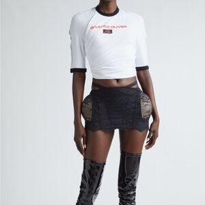 NWT 2PC Jean Paul Gaultier Twist White Top + Black Padded Lace Skirt Small $980